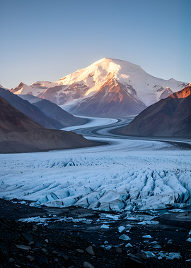 Majestic Glacier and Snow-Capped Mountain
