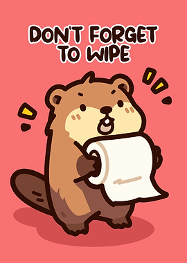 Cute Beaver Holding Toilet Paper