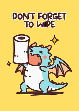 Cute Dragon Holding Toilet Paper