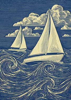Sailboats on a Wavy Sea