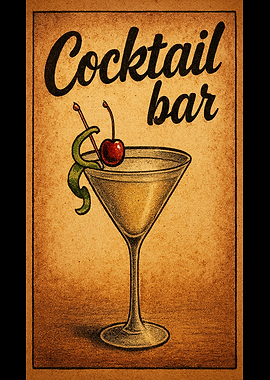Cocktail Bar Vintage Poster