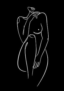 Minimalist Line Art Nude Figure