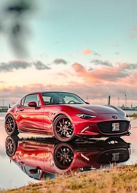 Red Mazda MX-5 Miata Reflection
