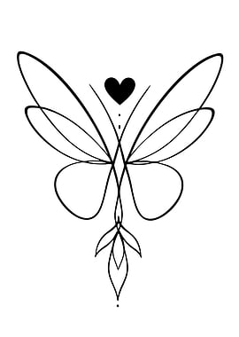 Minimalist Butterfly Heart Tattoo Design
