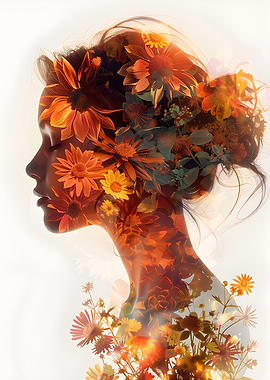 Double Exposure Portrait with Flowers