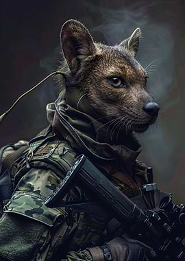 Anthropomorphic Fox Soldier with Rifle