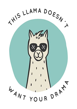 Llama with Sunglasses and Text