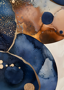 Abstract Fluid Art with Gold Accents