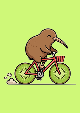 Kiwi Bird Riding a Bicycle