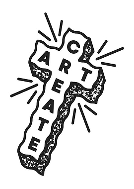 Cross with the word CREATE ART