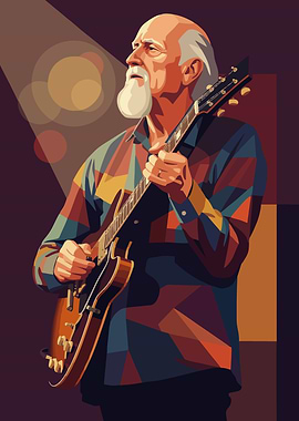 Musician Playing Guitar in Geometric Style