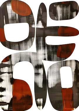 Abstract Shapes with Red and Black Textures