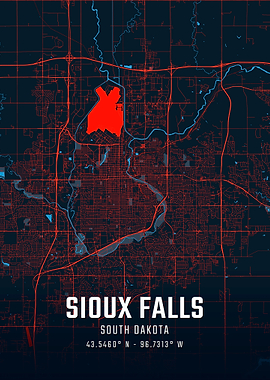 Sioux Falls South Dakota City Map