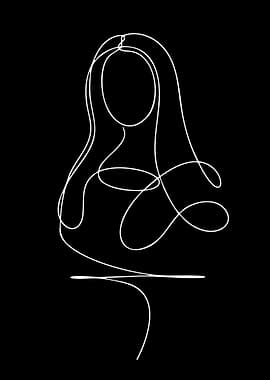 Minimalist Line Art Portrait of a Woman