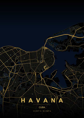 Havana City Map Art
