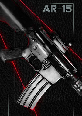 AR-15 Rifle with Red Laser Lines