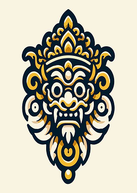 Ornate Balinese Barong Mask