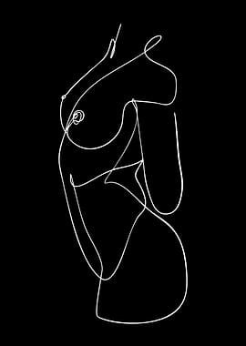 Minimalist Line Art of Female Torso