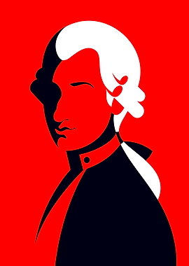 Minimalist Portrait of Wolfgang Amadeus Mozart
