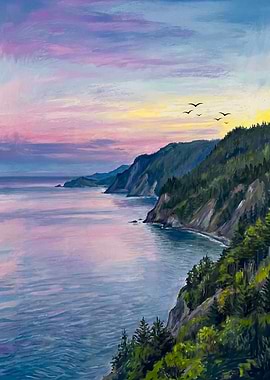 Coastal Sunset Painting