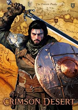 Crimson Desert Warrior with Sword and Shield