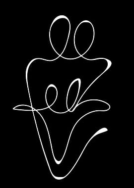 Abstract Couple Embrace Line Art