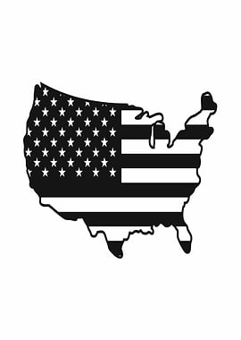 USA Flag Map Silhouette