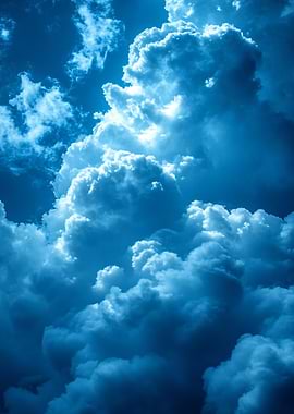 Dramatic Blue Sky with Cumulus Clouds