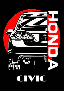 Honda Civic Rear View Art