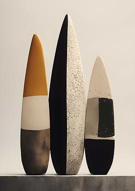 Three abstract ceramic vases