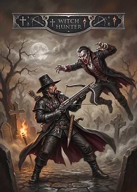 Witch Hunter vs Vampire in Graveyard