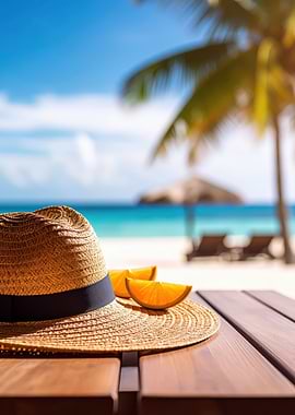 Beach Hat with Orange Slices
