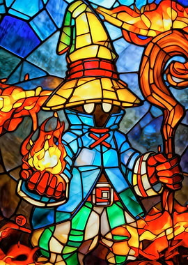 Black Mage Stained Glass Art