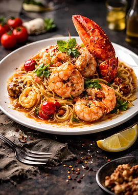 Seafood Pasta with Lobster and Shrimp