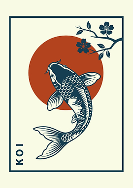 Japanese Koi Fish Zen Sun Art