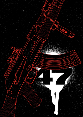 AK-47 Outline with Drip Art