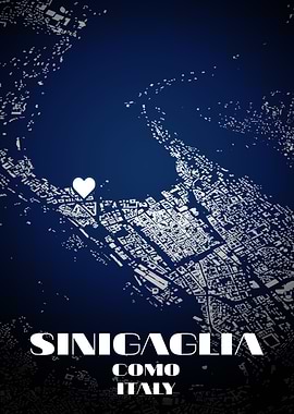 Sinigaglia Como Italy Map Art