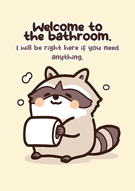 Cute Raccoon with Toilet Paper