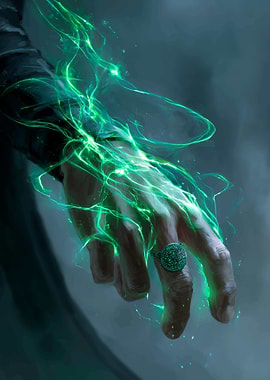 Hand casting green magic