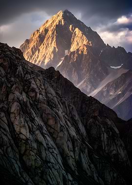 Golden Mountain Peak at Sunset