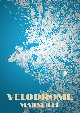 Velodrome Marseille Map Art