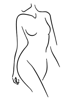 Minimalist Line Art of Female Torso