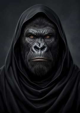 Gorilla in a black hood