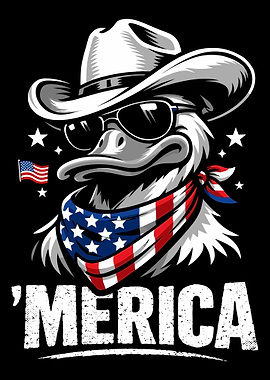 Red White and Quack – Funny Cowboy Duck American Humor Poster