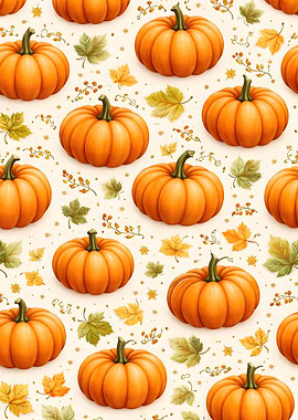 Autumn Pumpkin and Leaf Pattern