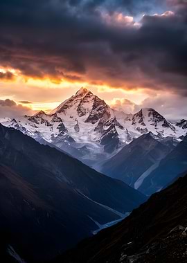 Majestic Mountain Peak at Sunset