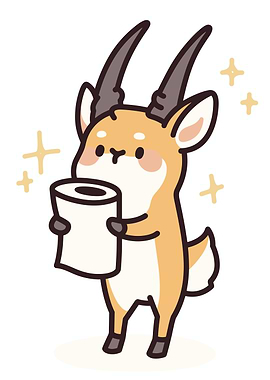 Cute Gazelle Holding Toilet Paper