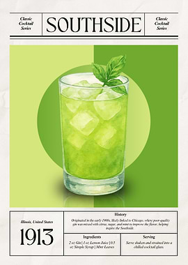 Vintage Southside Cocktail – Classic 1913 Chicago Minty Gin