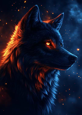 Fiery Wolf Portrait