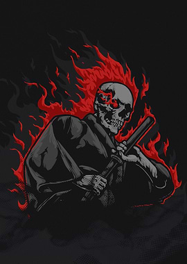 Flaming Skeleton Samurai